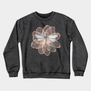 Dragonfly with tender pink flower Crewneck Sweatshirt